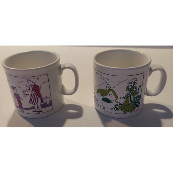 Vintage England Tea Mugs Little Bo Peep & Simple Simon Met a Pie Man - Picture 1 of 7